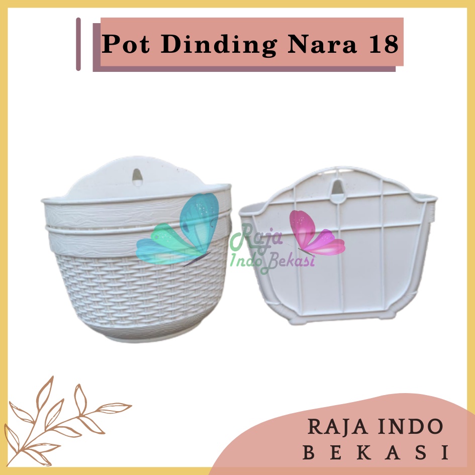 Pot Dinding Nara 18 Putih Pot Dinding Tempel Tempel Dekorasi Bunga Hias Unik Panjang Kecil Rotan Gantung Pagar Murah Grosir  Pot Dinding Tempel Anyam Nara CJP 18 &amp; 20