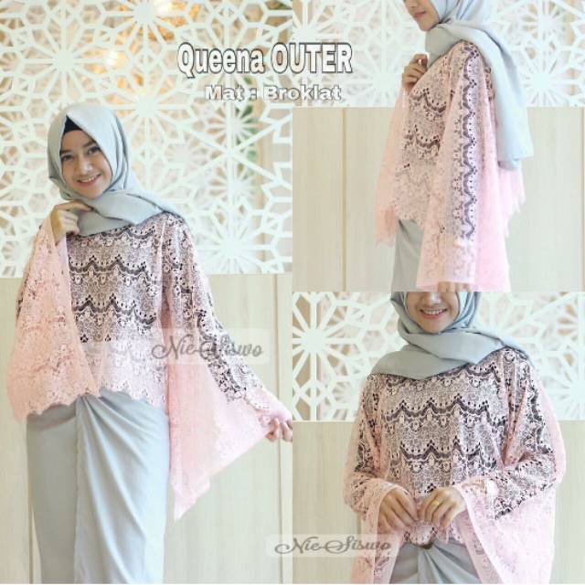 TERMURAH! BEST SELLER! QUEENA OUTER BROKAT BAHAN BROKLAT PREMIUM - BAJU WANITA MUSLIM READY STOCK