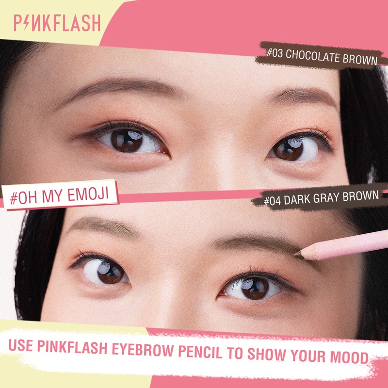 Pinkflash Pensil Alis Anti Air Tahan Lama Eyebrow pencil Durable Soft Eyebrow Pencil #Ohmyemoji