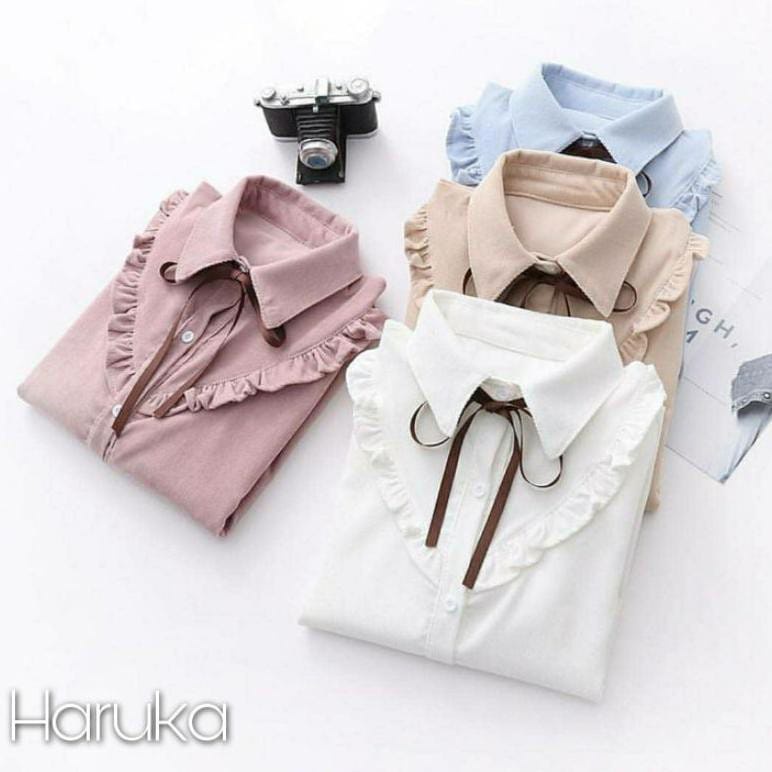 Tq88indonesia Baju Atasan Wanita /  Welli Top / Haruka Blouse Korea / Fairy blouse / Kem Vio / Ootd Terbaru / Outfit Citayam Kekinian