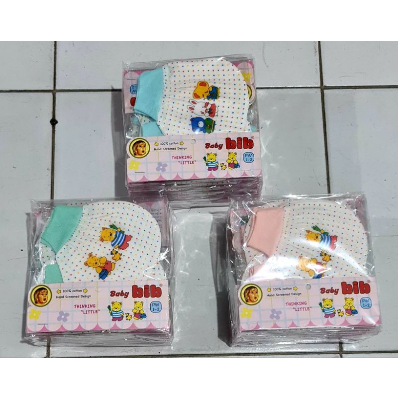 3 PCS SARUNG TANGAN + KAKI BABY BIB  PRINT  P-1/ PW 1-2  NEW BORN