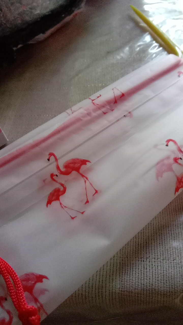Kantong Serut Transparan Waterproof / Bungkus Kado Bingkisan - Flamingo Organizer Storage S M L