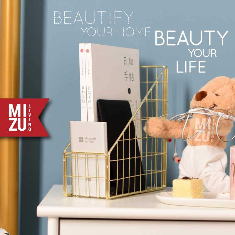 SUBLIMELY GOLDEN UN SINGLE File Holder Magazine Newspaper Rack A4 Box File Emas Desktop Organizer-3
