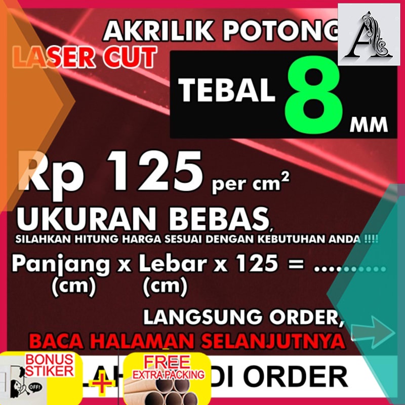 

Murah Potongan Acrylic/Akrilik Custom Laser 8 MM