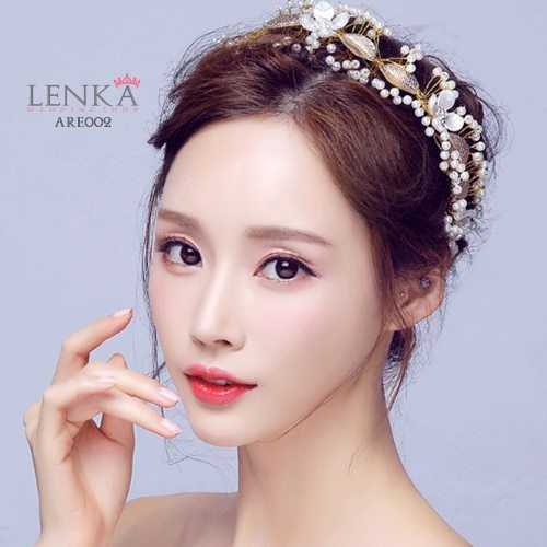 [SIAP KIRIM] TIARA PENGANTIN MODERN AKSESORIS PERNIKAHAN PESTA GOLD ARE002