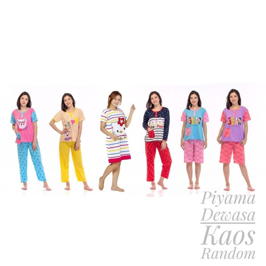 Izany Piyama baju  tidur kaos  Motif  Random Shopee Indonesia