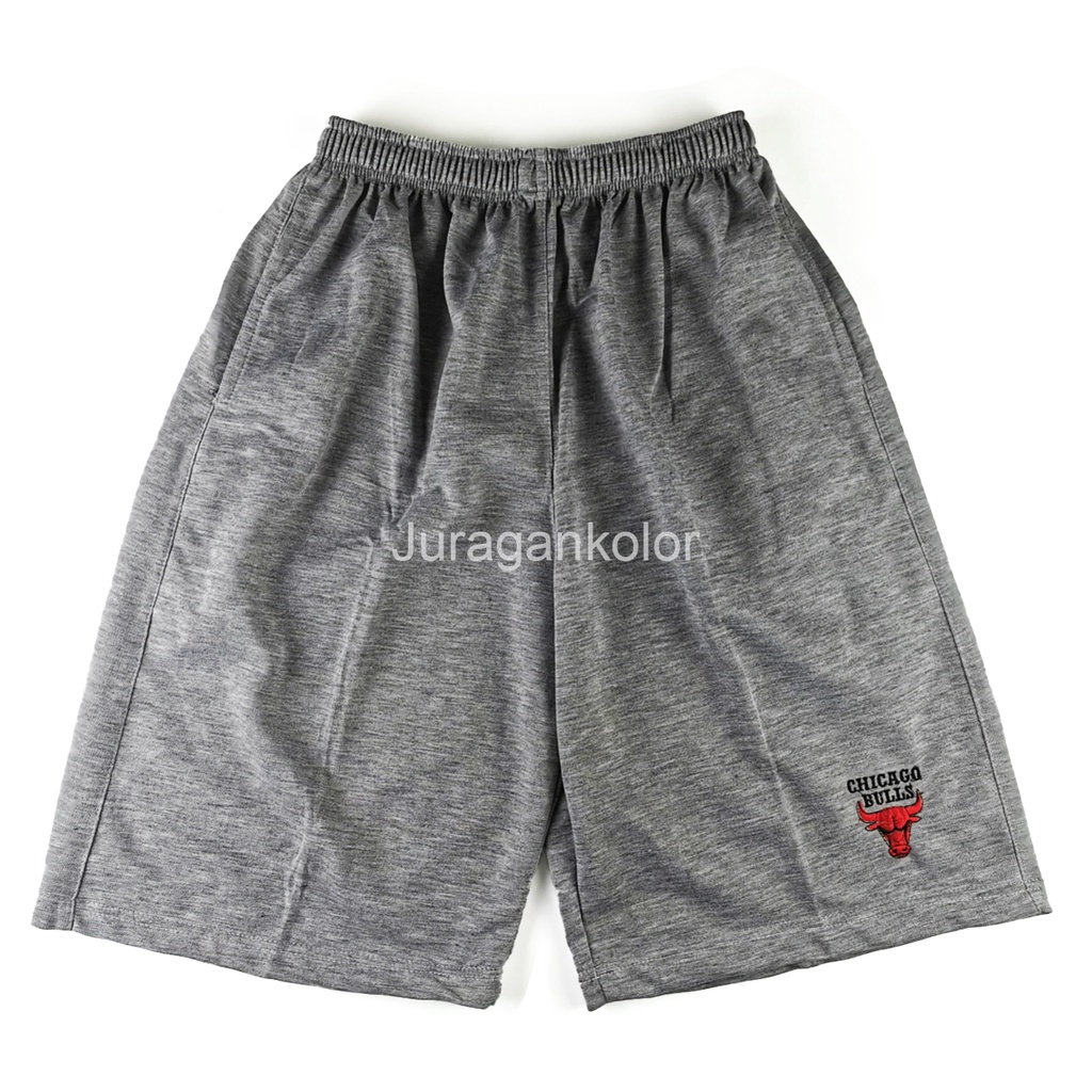 Celana Pendek Pria Jumbo Polos Kaos Baby Terry Bordir Basketball Team