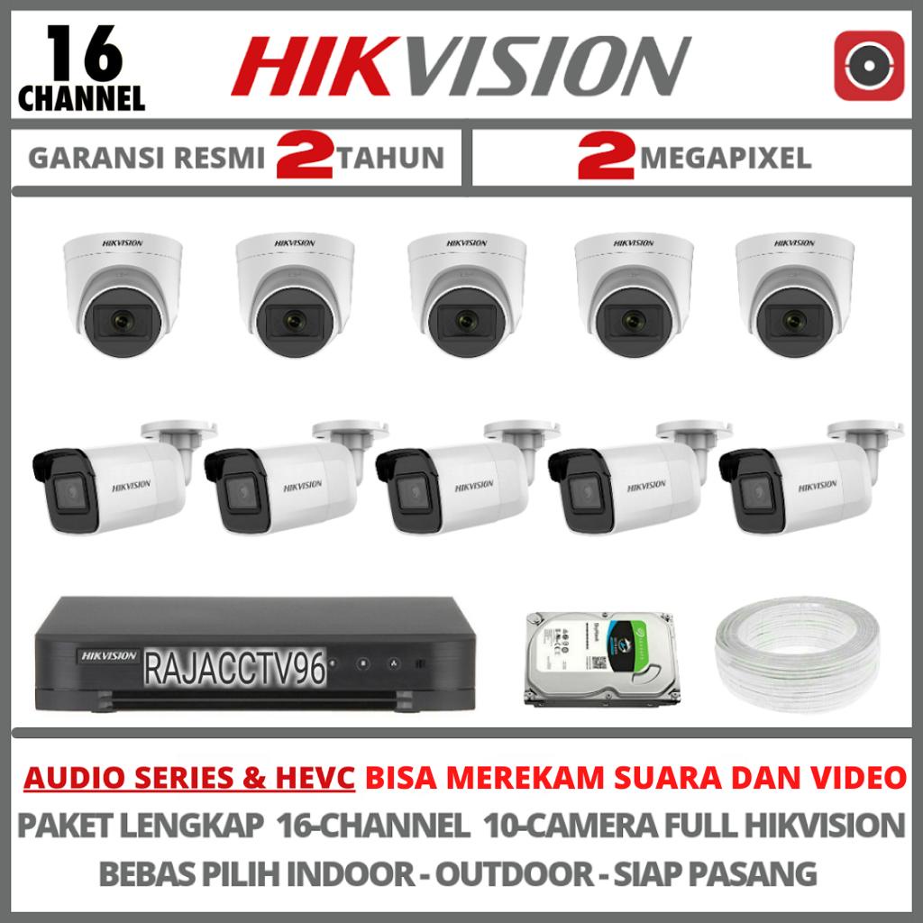 PAKET CCTV HIKVISION AUDIO SERIES 16 CHANNEL 10 CAMERA 2MP TURBO HD 1080P KAMERA CCTV