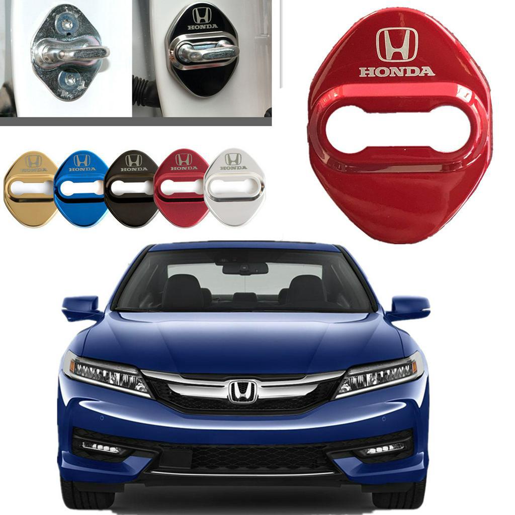 Stiker Cover Pelindung Kunci Pintu Mobil Honda 3D Bahan Stainless Steel Untuk CRV Accord Fit VEZEL JADE