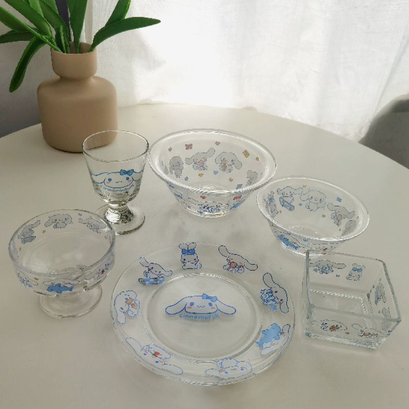 Piring Mangkok Gelas Alat Makan Kaca Karakter Cinnamoroll
