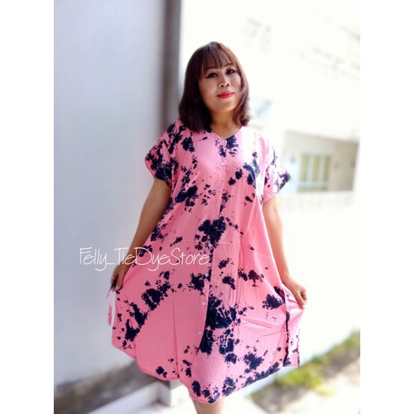 Dress Kancing XL-XXL Rayon Tie Dye/Polos Jumbo Busui