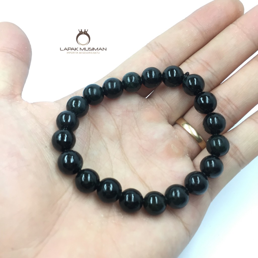 [Bayar di Tempat] GELANG KESEHATAN ASLI NATURAL BLACKJADE GIOK HITAM GARANSI ASLI