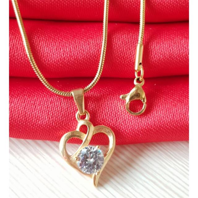 Kalung titanium / fashion import titanium gold antikarat / love GN025