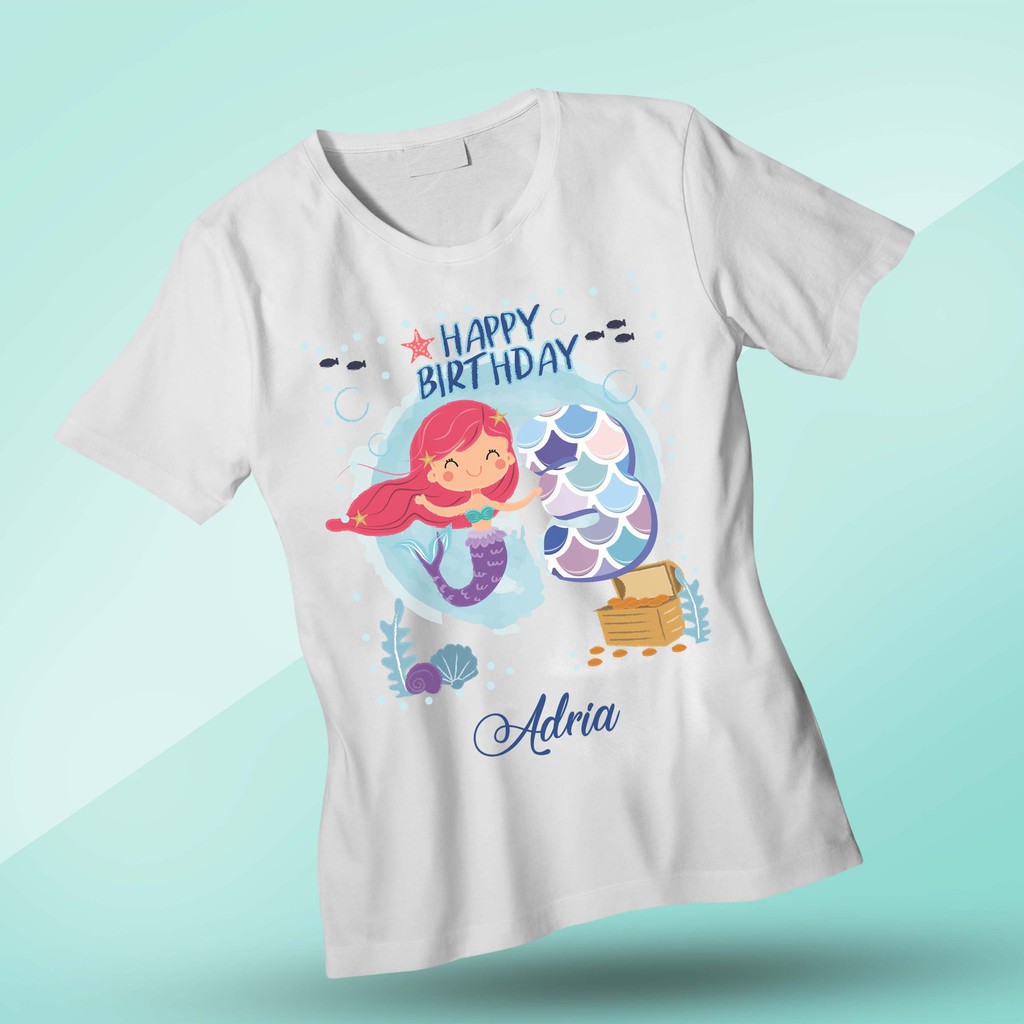 Kaos Birthday Set Mermaid theme series Ulang tahun milad ultah