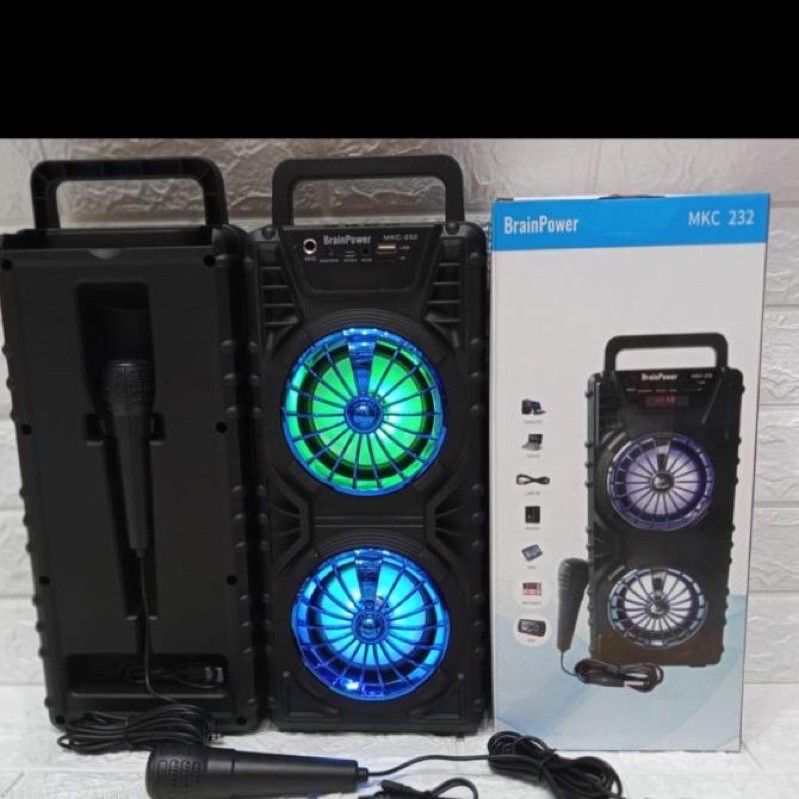 [ WITH MIC KARAOKE ] Speaker Bluetooth MKC-232 LED Extra Bass