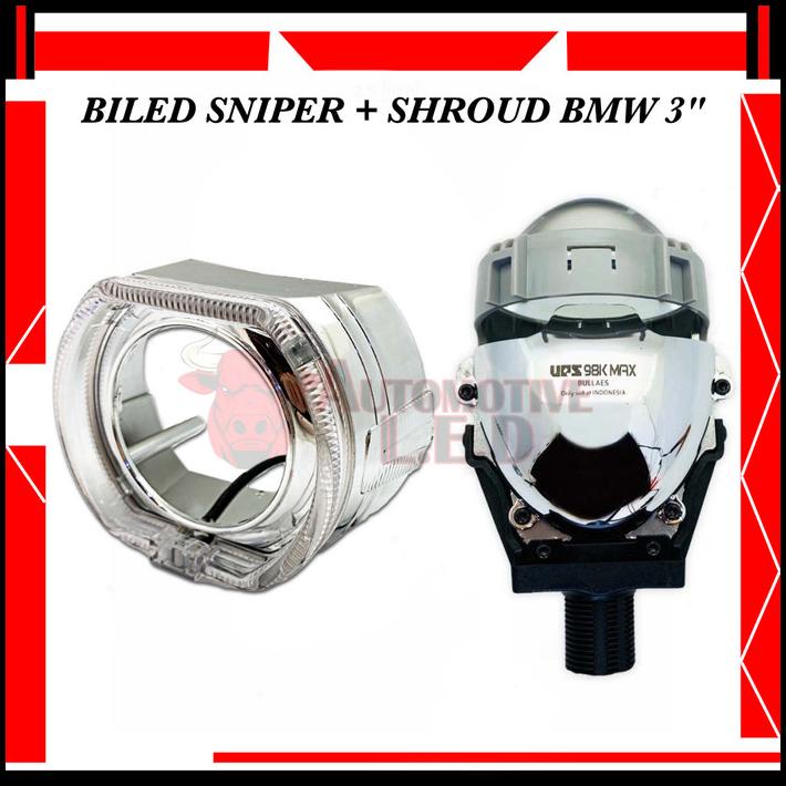 Lampu Projector Biled Sniper Max Ups Hella Plus Shroud Bmw 3 Inchi