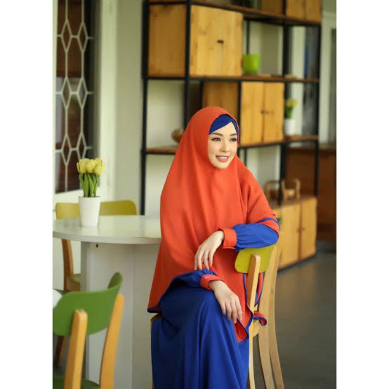 [AULIA] SALE 30% AULIA SET GAMIS ABAYA DRESS SET HIJAB KERUDUNG SYAR'I GHAISANI ELECTRIC BLUE BAHAN 