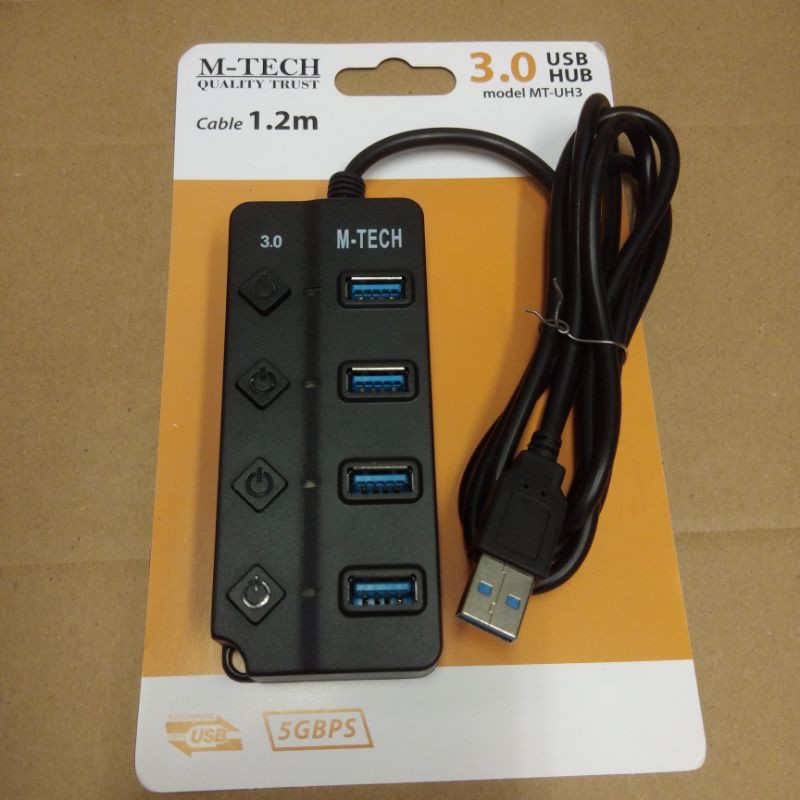 M-Tech USB HUB 4Port USB3.0 On / Off