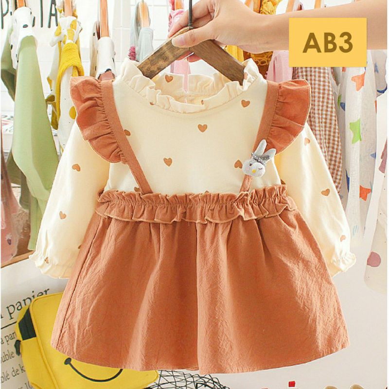 Dress Gaun Anak Bayi Perempuan Import Motif Elegan Cantik Lucu Usia 6 bulan - 3 tahun-3