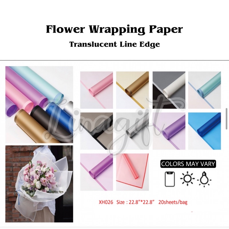 ( 5 Lembar ) TRANSLUCENT LINE EDGE - FLOWER WRAPPING PAPER EDGE MATTE TRANSLUCENT BORDER KERTAS BUNGA / BUKET / PLASTIC CELLOPHANE