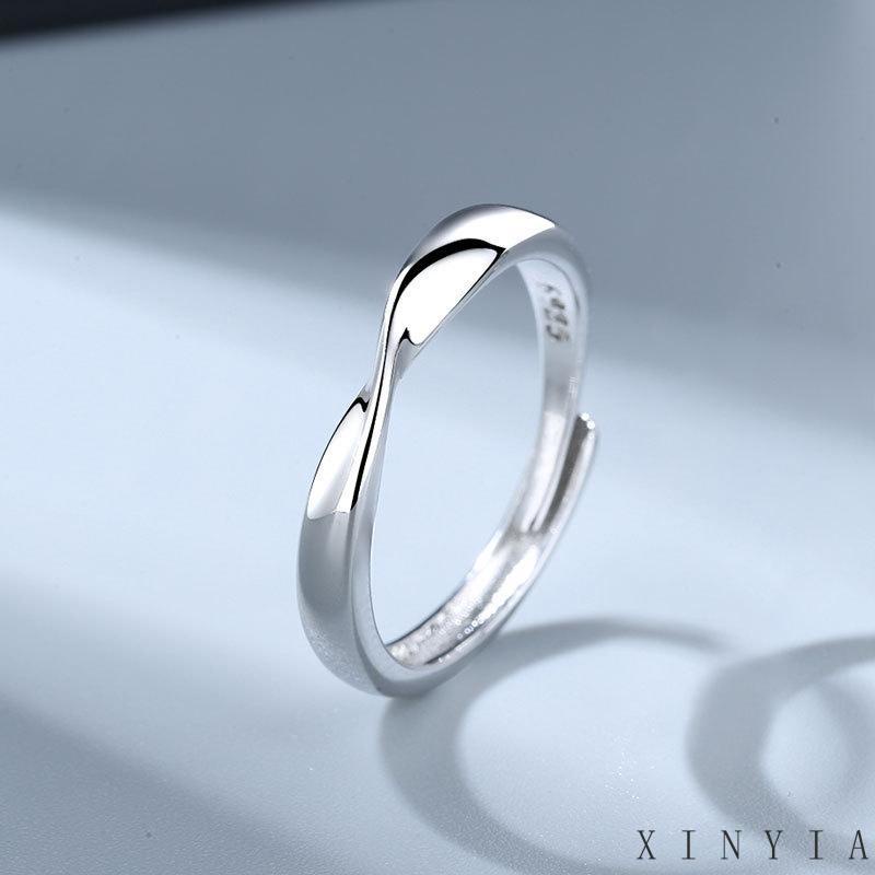 Cincin Berlian Model Terbuka Dapat Disesuaikan Warna Silver Untuk Pasangan