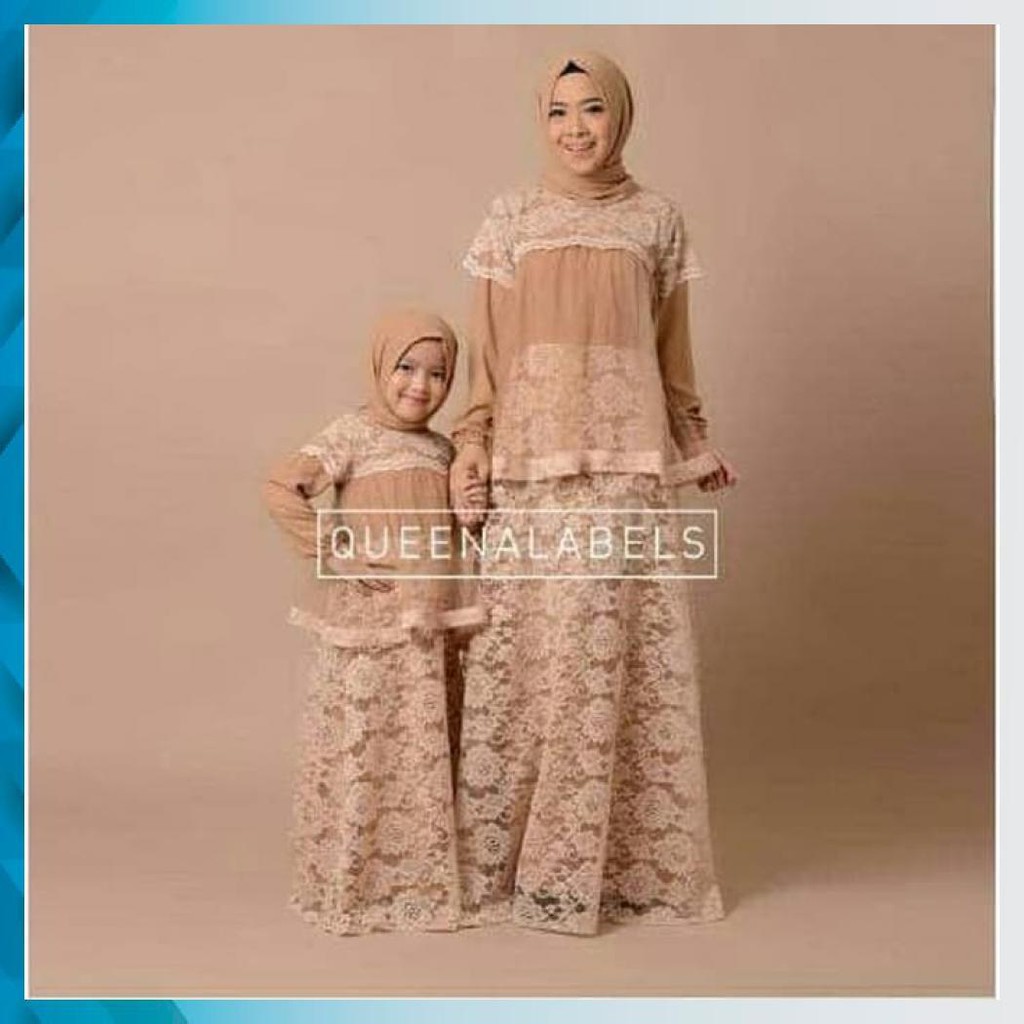 Setelan Couple Gamis Wanita Muslim / Baju Gamis Brokat Muslim