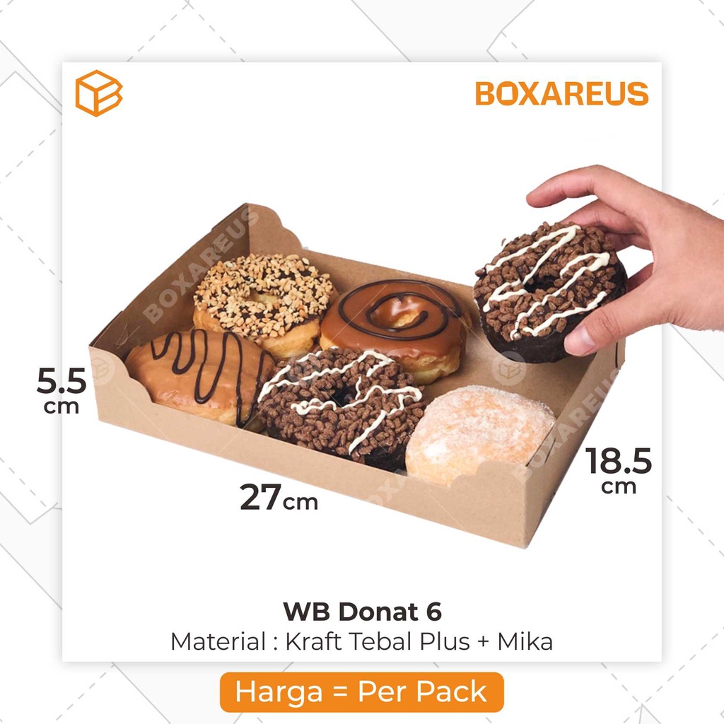 Box Donat isi 6 | Dus Donat Laminasi | Kotak Mika | WB DONAT6