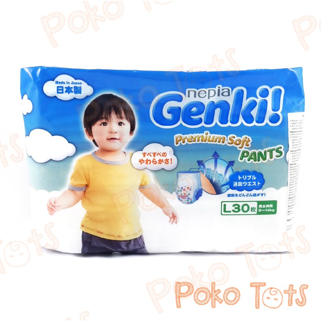Nepia Genki L30 Premium Soft Diapers Pants Size L Isi 30pcs