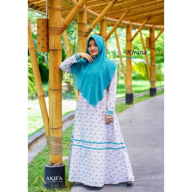 Kirana Gamis Katun Jepang Syari Set Khimar Ceruty Jumbo layer Original Akifa Konveksi