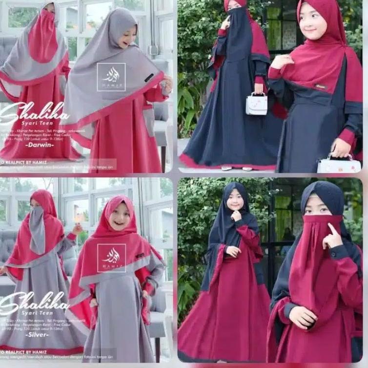 Bagus Dipakai.. Baju Gamis syar'i  usia anak 7 - 13 tahun Set Hijab+Cadar terbaru | Muslim anak pere