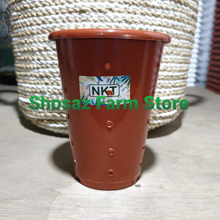 Pot Bunga NKT Tower 12 Merah Bata BERLUBANG