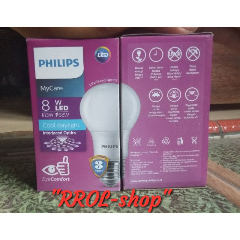 Philips 8 watt led ori/bohlam 68 watt