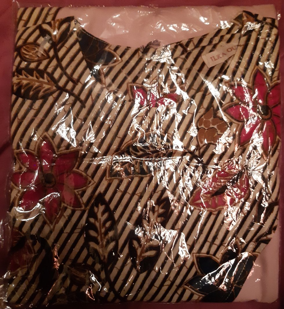 Atasan Batik Wanita Kembang Salur Resleting Belakang 6653