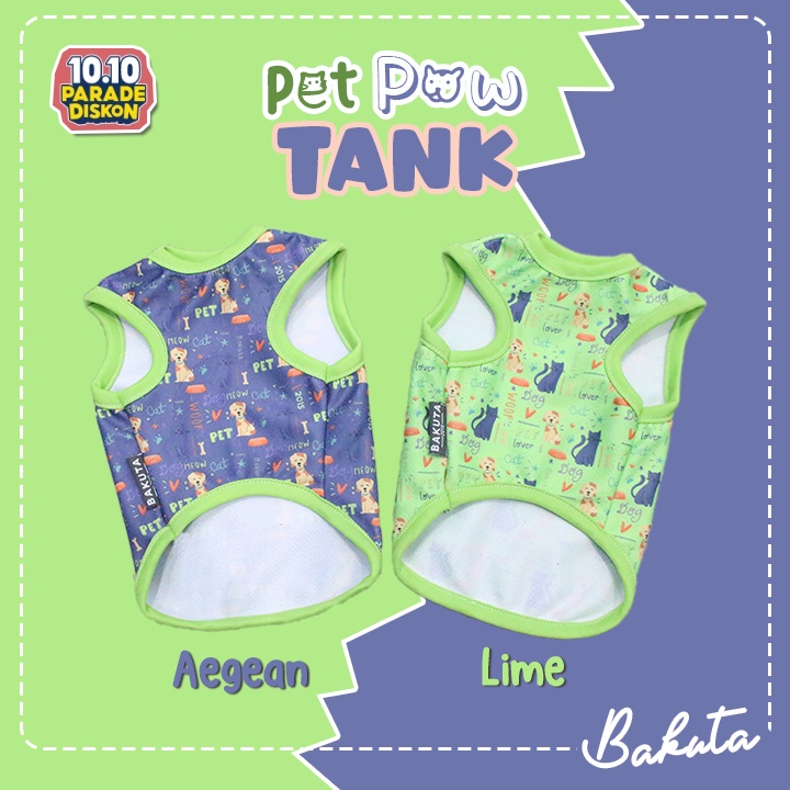 [𝗡𝗲𝘄 𝗔𝗿𝗿𝗶𝘃𝗮𝗹] Baju Kucing Model Kaos Motif Tank PetPaw Warna Warni (Boleh Request Kombinasi Warna) | Petpaw Tank Bakuta