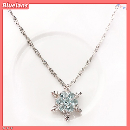 Bluelans Kalung Choker Rantai Pendek Dengan Liontin Snowflake Aksen Berlian Imitasi Untuk Wanita