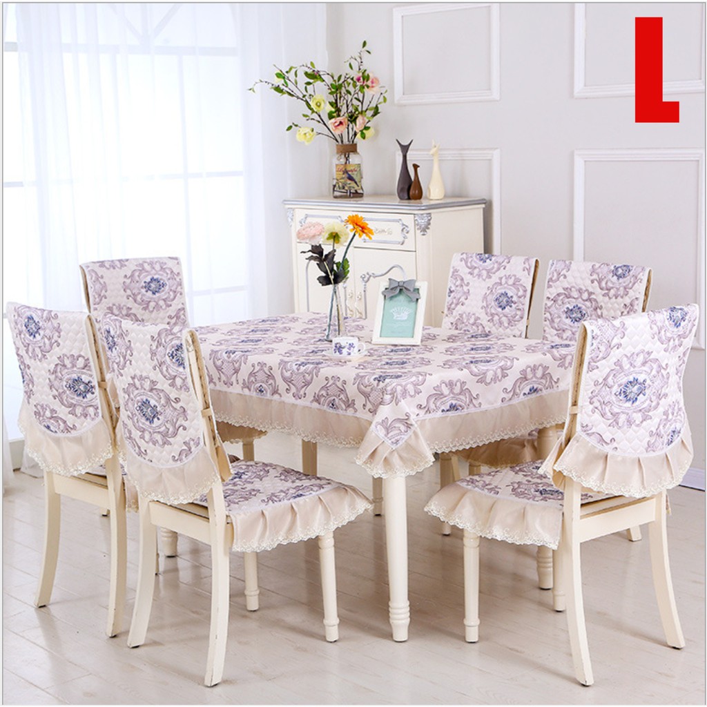 Shabby Lace Tablecloth Chair Set 6 / Taplak Meja Sarung Kursi Bermotif