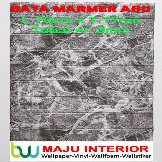 Wallpaper 3D Bata 70x77 cm Walpaper Dinding 3D Brick Foam Motif Anak Doraemon Hello Kitty Stiker-Bata Marmer 3mm