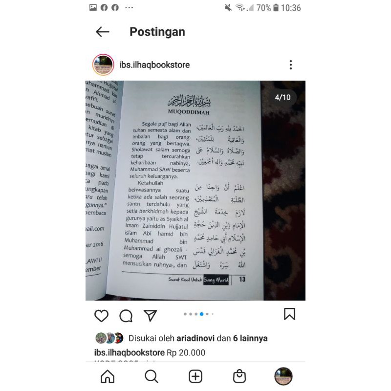 Terjemah kitab Ayuhal walad surat kecil untuk sang murid