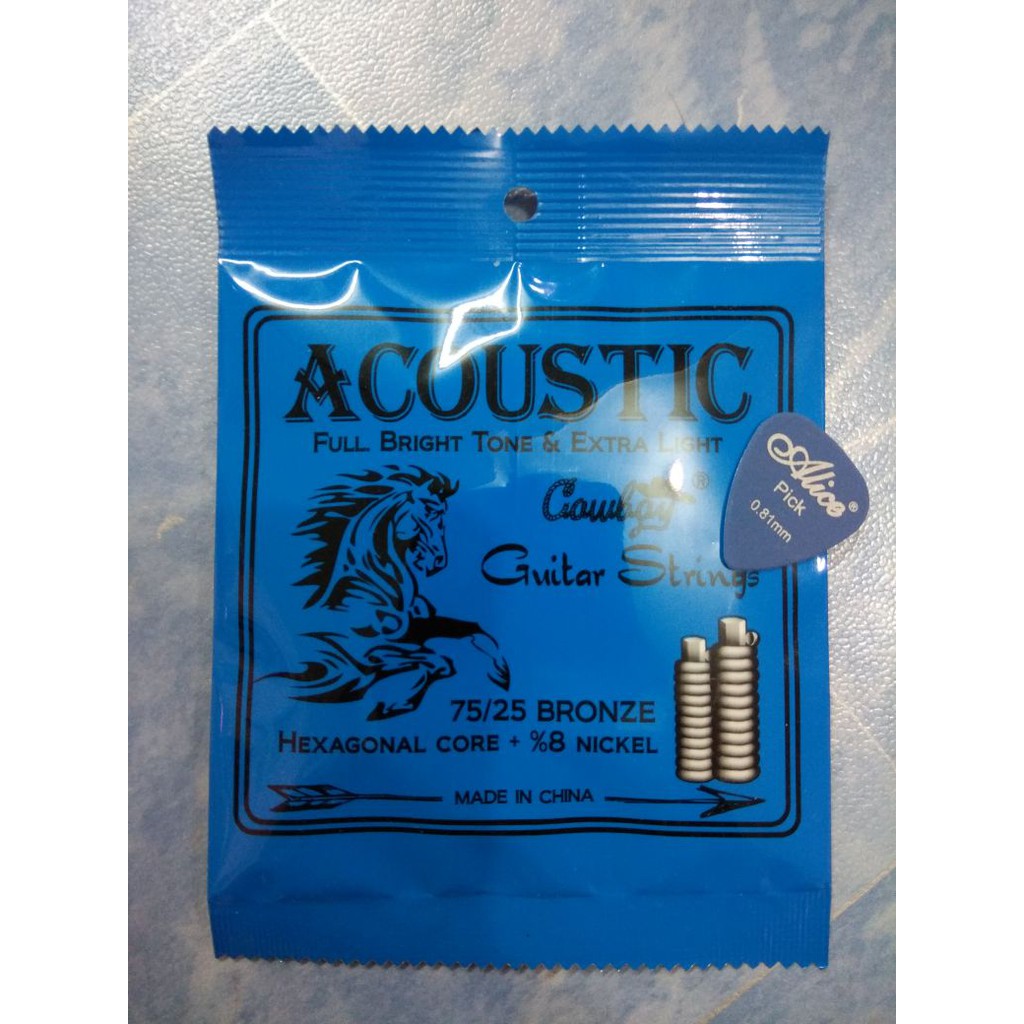 Senar Cowboy Akustik Original Ukuran 010 dan 011 Bonus Pick Jakarta Murah