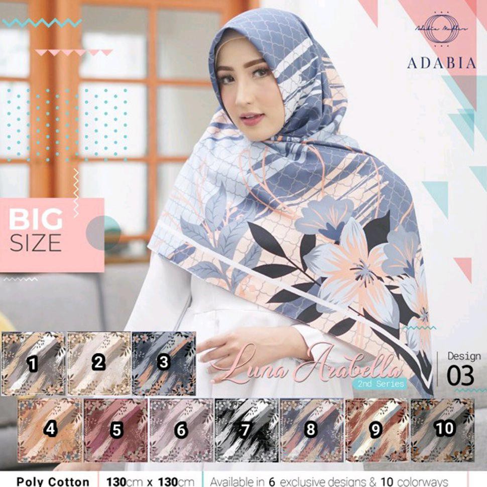 Segiempat Syari 130x130. Jilbab Azzura Scarf. Kerudung Segi4 Jumbo Motif