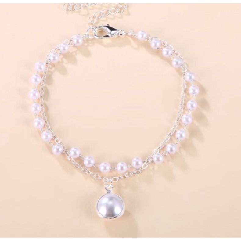 Gelang Tangan Mutiara S106 Korea Trend Fashion Bangle Pearl Women Bracelet Unisex Pria Wanita