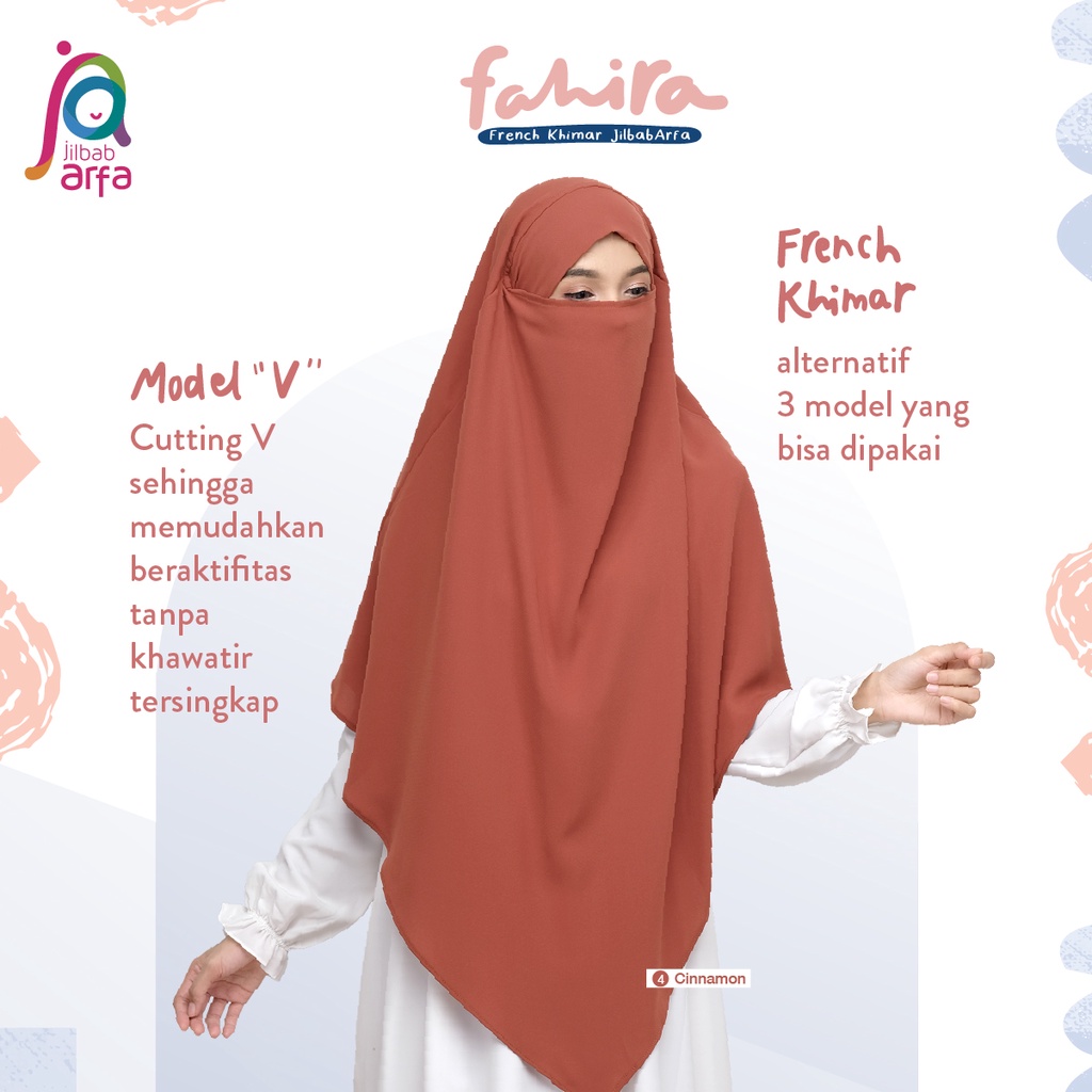 Jilbab Arfa Instan Fahira Cinnamon - French Khimar Cadar - Bahan Soft Lexus