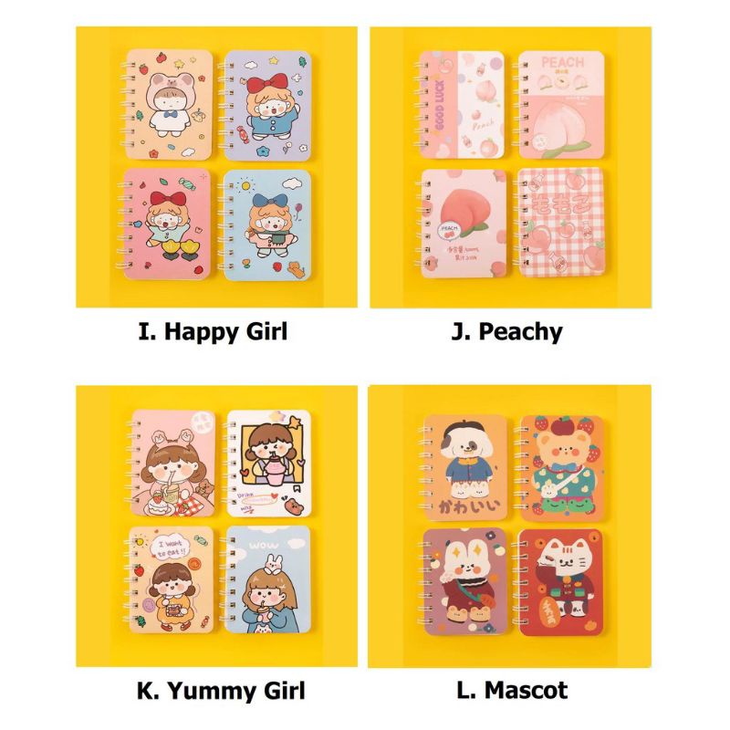 

Buku Notebook / Catatan / Agenda / Diary Mini Portable Motif Kartun Cute