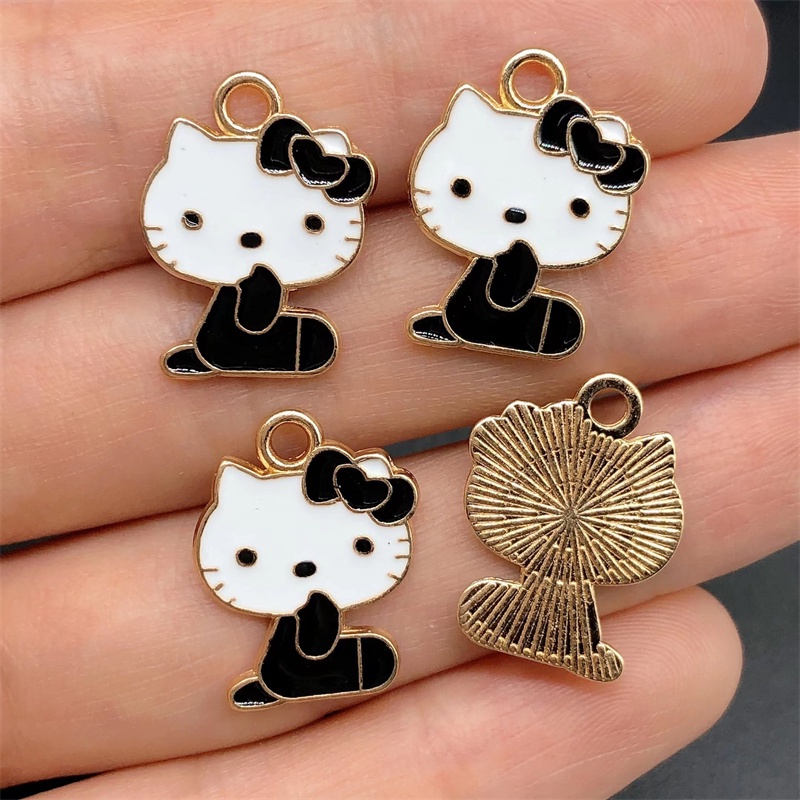 4pcs Liontin Bentuk Kucing Bahan Alloy Untuk Membuat Perhiasan Anting