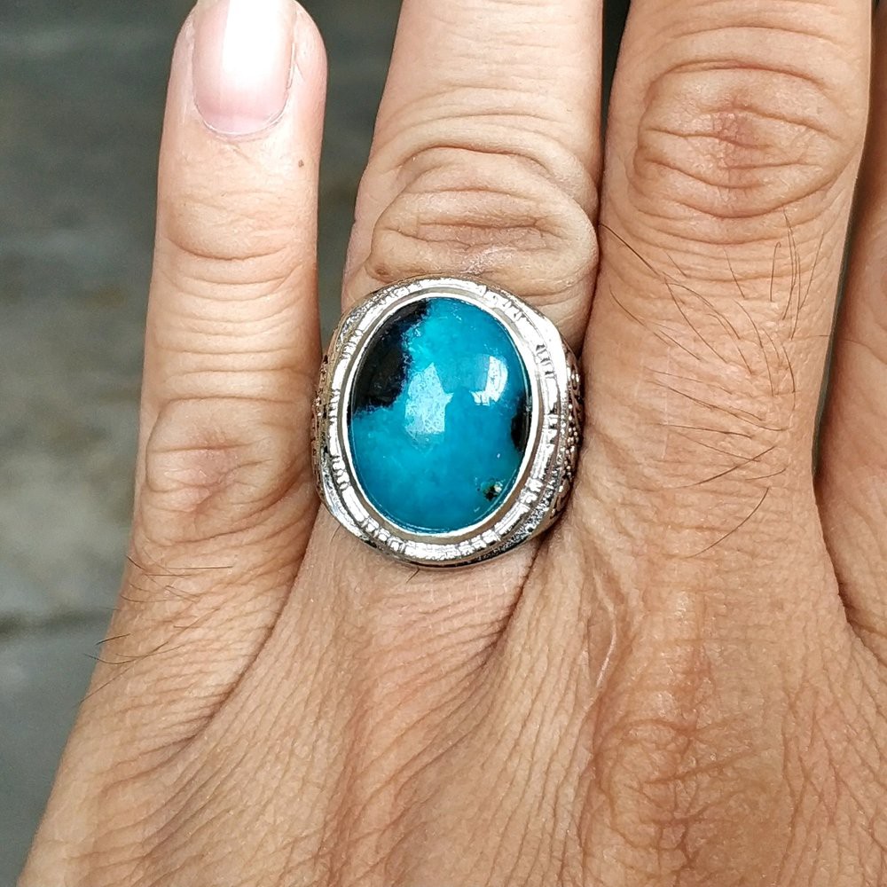 CINCIN BATU AKIK NATURAL KANTORAN BACAN DOKO TOTOL KRISTAL BIRU TEMBUS KINCLONG HABIS