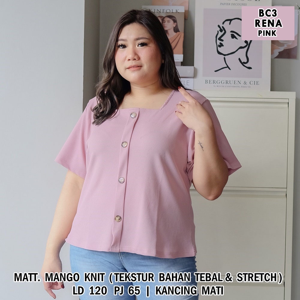 BIGCLO - (COD) LD 120cm Blouse Jumbo Wanita BC3 Baju Atasan Bigsize-Rena (Pink)