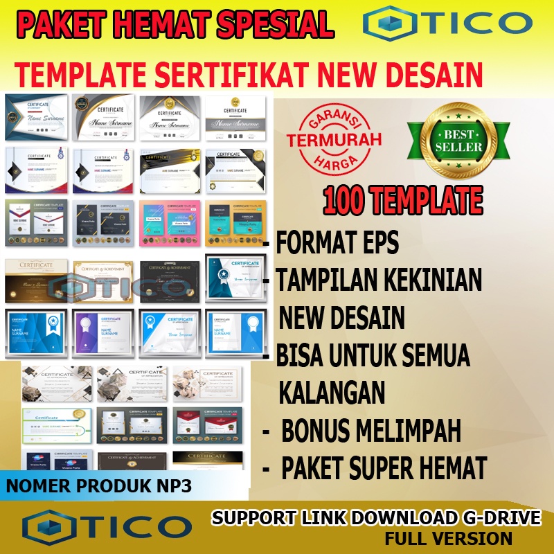 Paket Template Desain Sertifikat Terbaru New Desain Format EPS Usaha Percetakan NP3