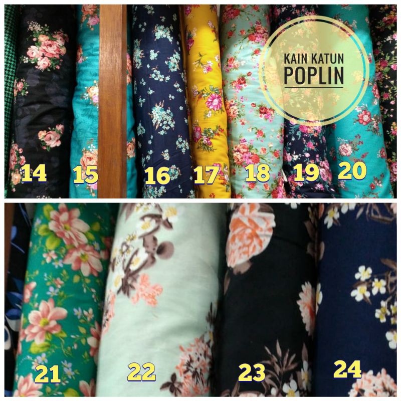 jual kain Katun poplin berbagai motif/bahan busana