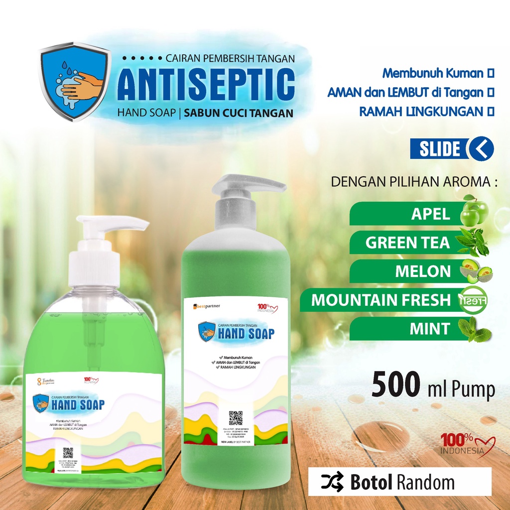 Sabun Cuci Tangan Macam  Variasi Aroma Buah Segar 500 pump / Hand Soap  Aroma Segar 500 ml Pump Random