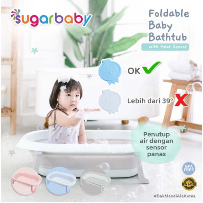 Sugar Baby Bak Mandi Bayi F76 F79 F88 / Simson Thermo Foldable Baby Bathtub Pillow dengan Sensor Panas / Bantal Mandi Bayi CBKS